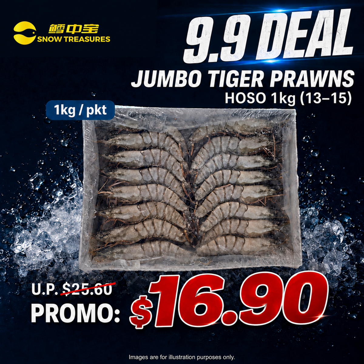 Jumbo Tiger Prawns HOSO (1kg)